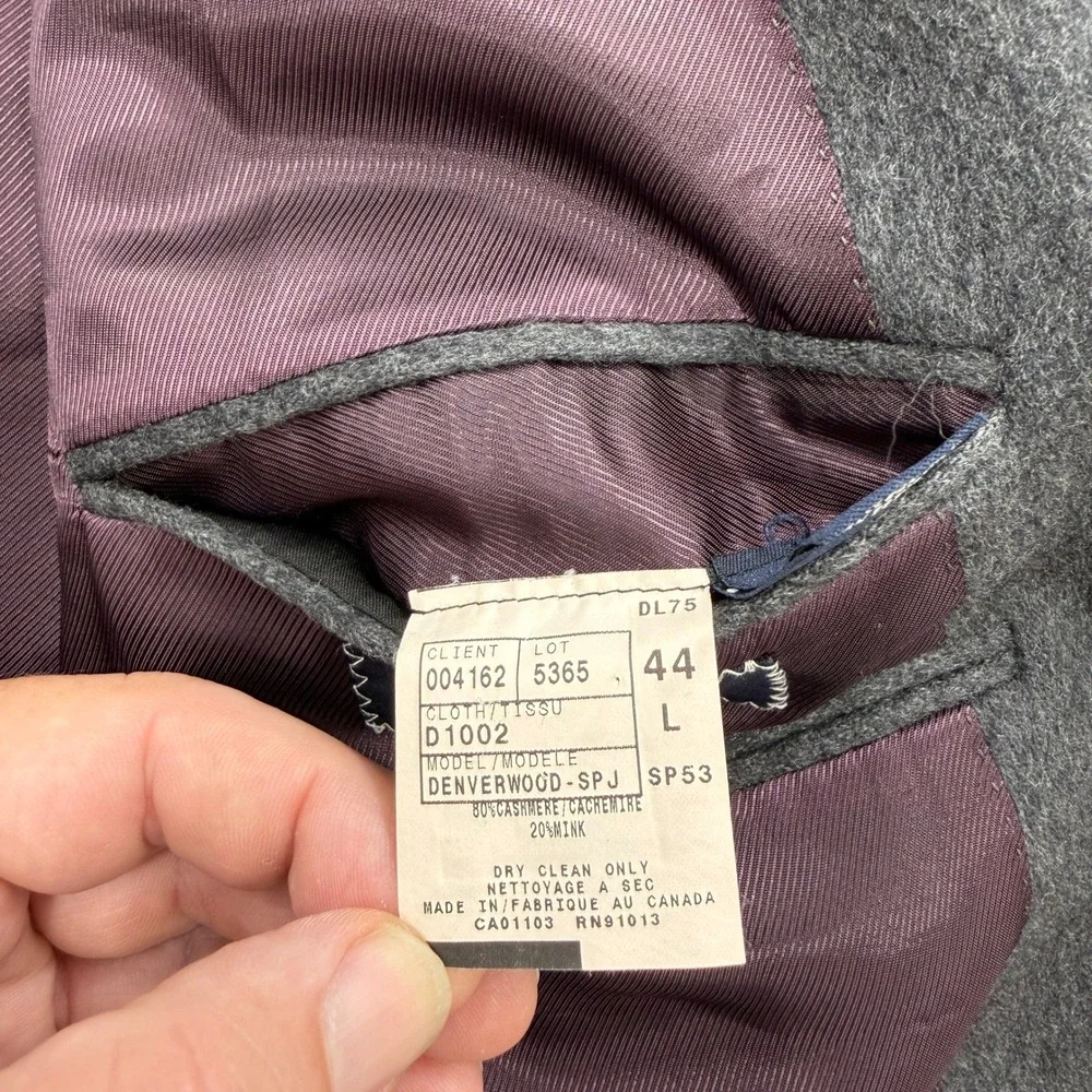 Loro Piana Sport Coat  Cashmere Mink Blend Grey Mens 44 L Cremieux
